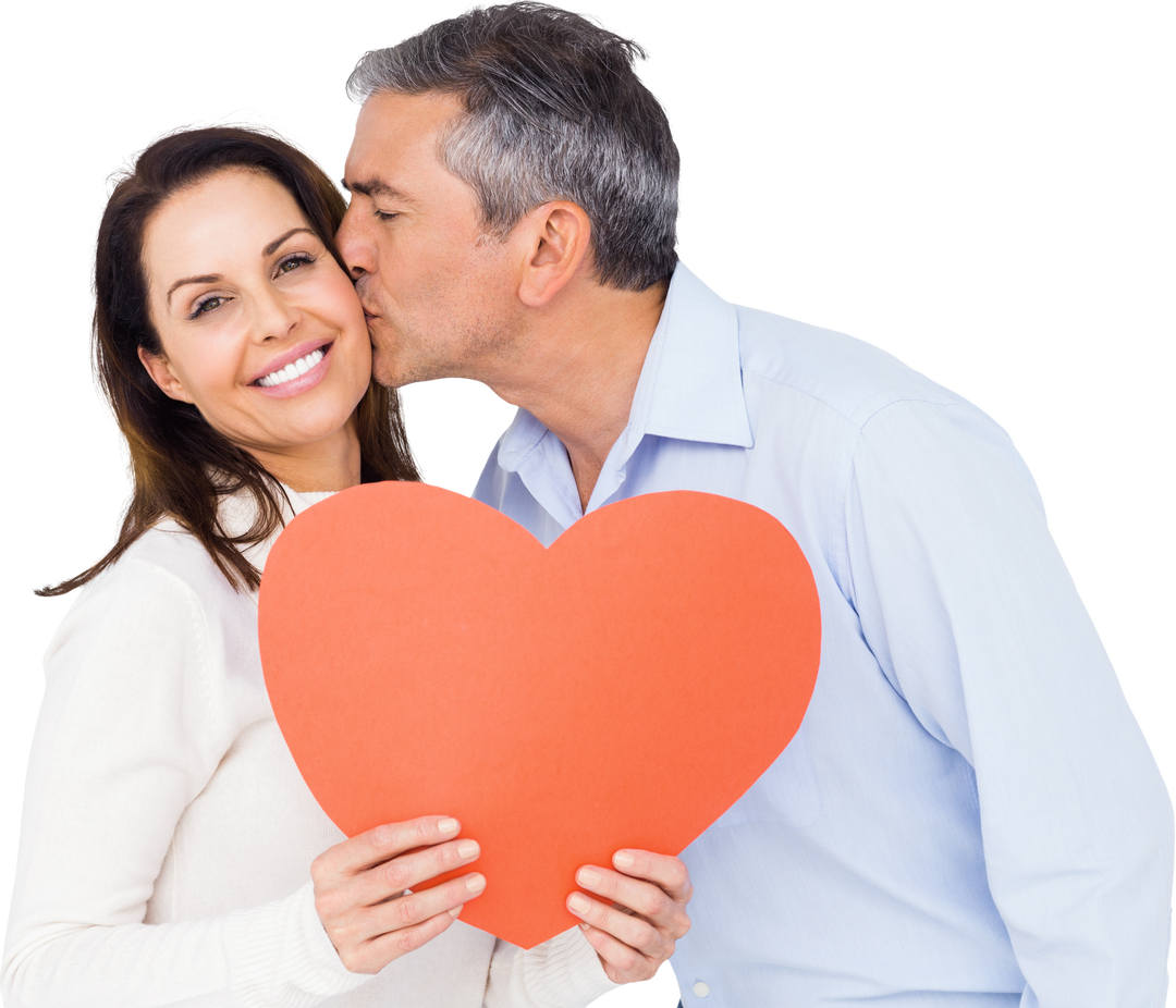 Smiling man and woman holding heart shape cutout firming affection transparent - Download Free Stock Images Pikwizard.com