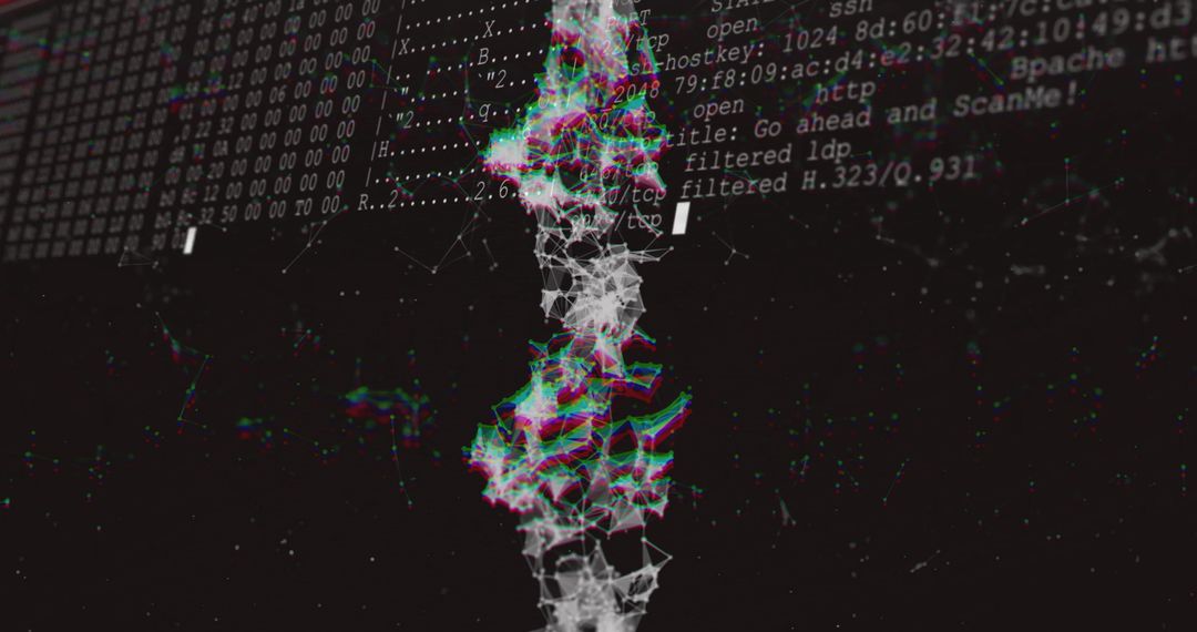 Glitchy DNA Strand Over Computer Code Symbolizing Genome Editing Technology