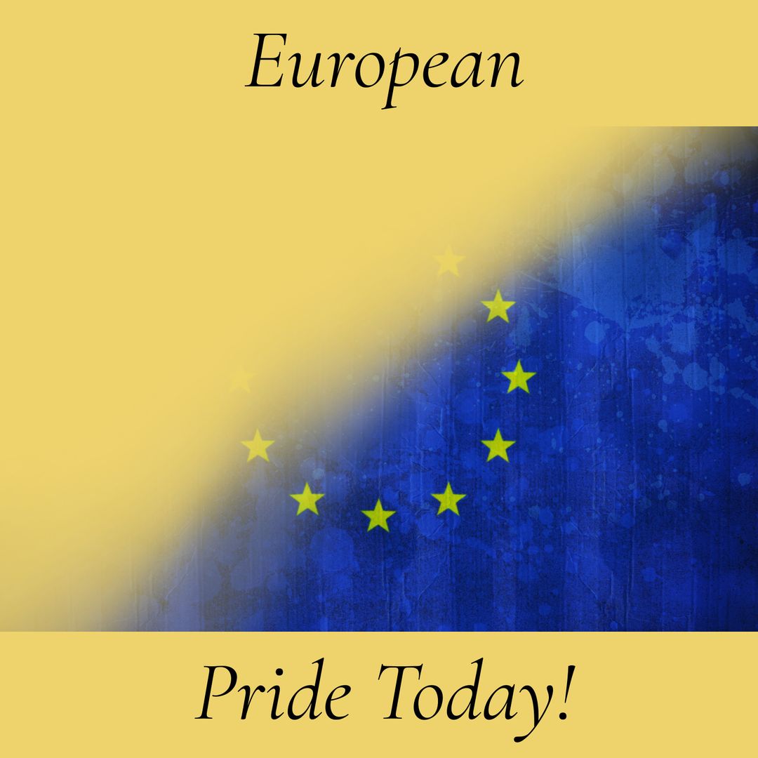 European Pride Text with Blended European Union Flag Background