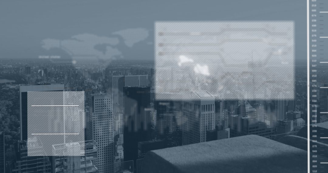 Futuristic Global Network and Data Interface Over Cityscape