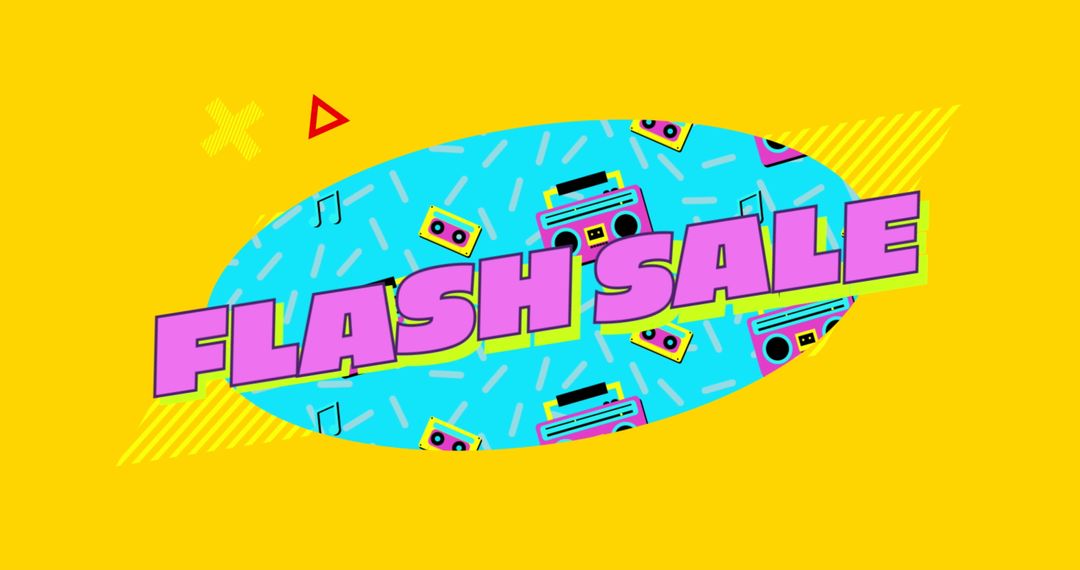 Colorful Retro Flash Sale Banner with Vibrant Patterns