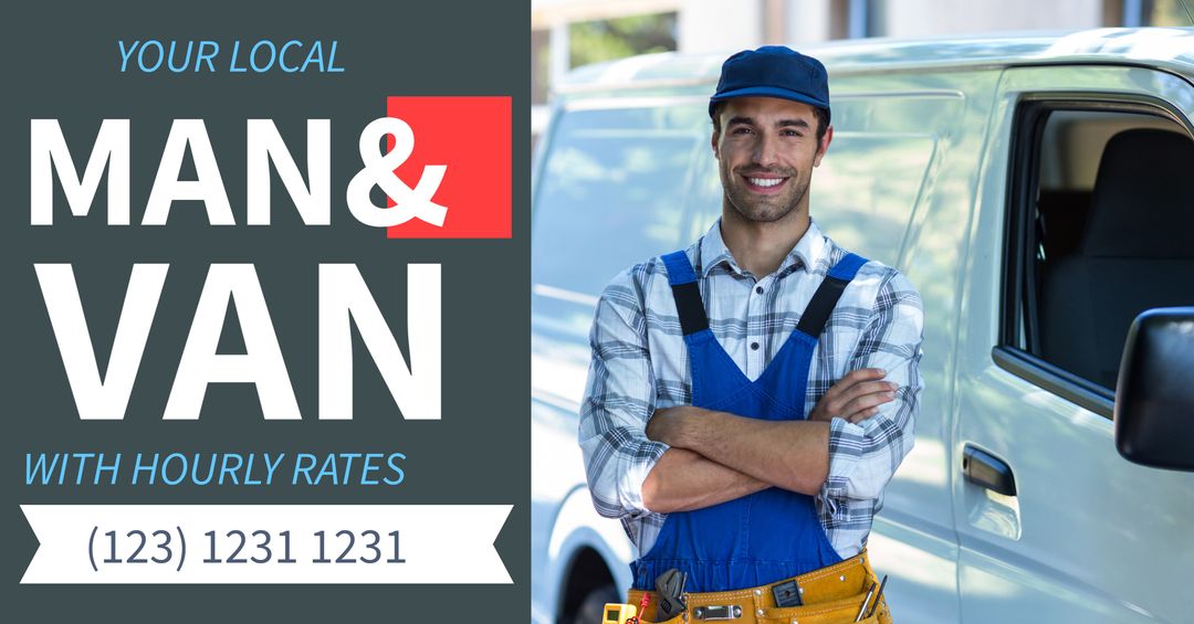 Courteous Male Mover Standing by Van