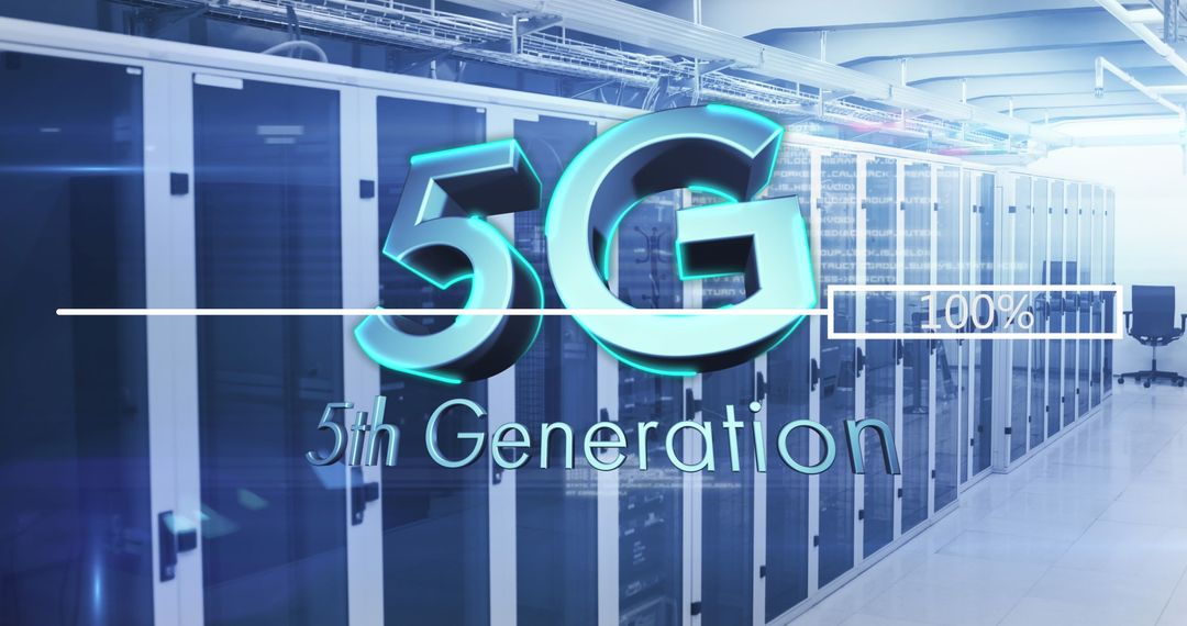 5G Technology Illustration with Computing Servers