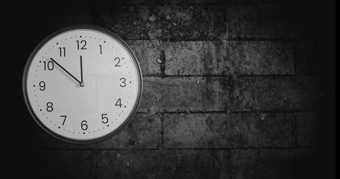 Analog Clock on Industrial Brick Wall Background