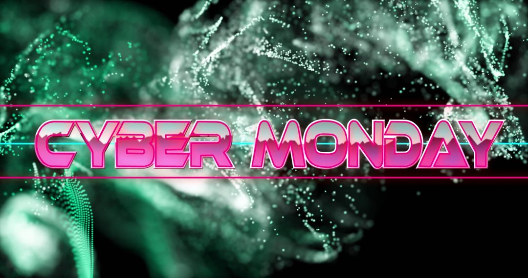 Neon Cyber Monday Retro Futurism Background with Glowing Text