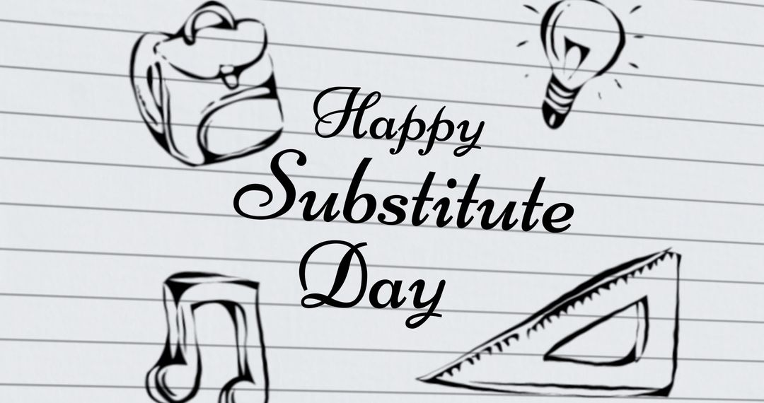 Happy Substitute Day with School Items Illustration