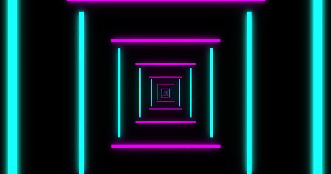 Futuristic Tunnel with Vibrant Neon Light Patterns