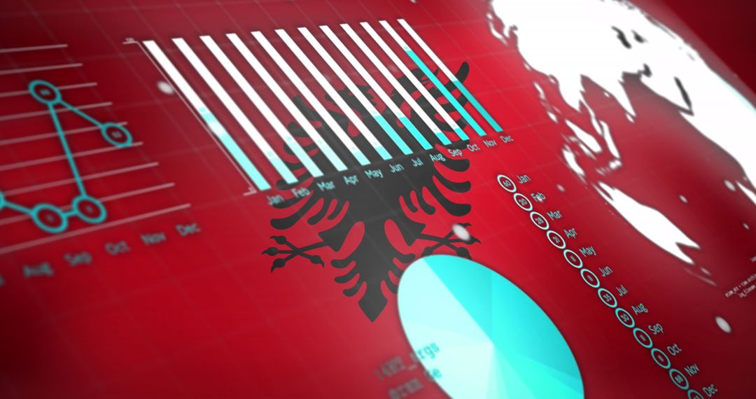 Albanian Flag with Dynamic Business Data Visualization