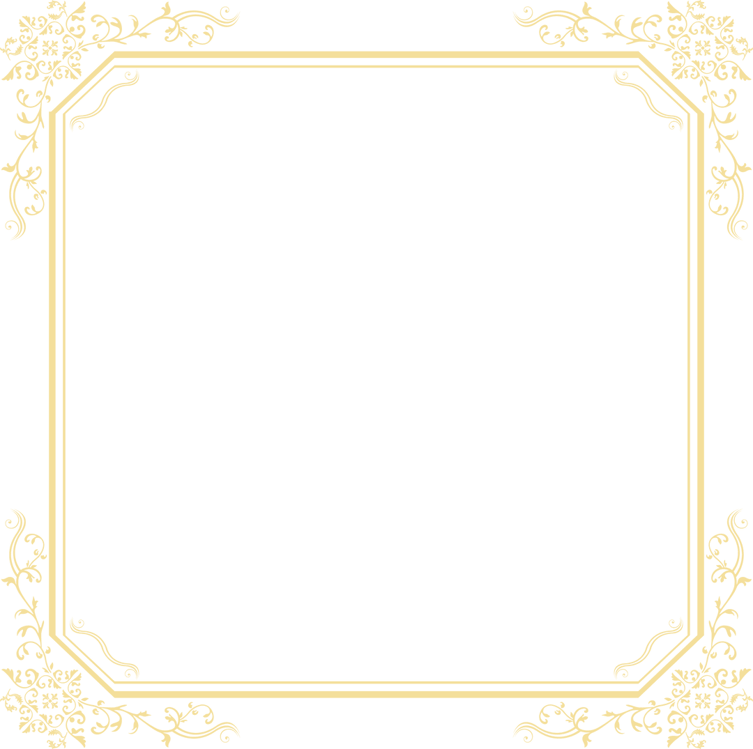 Ornate Golden Filigree Frame on Transparent Background