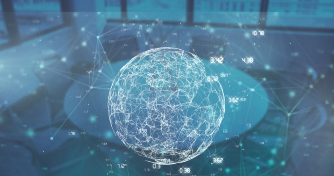 Digital Connections Overlaying a Modern Office Interior