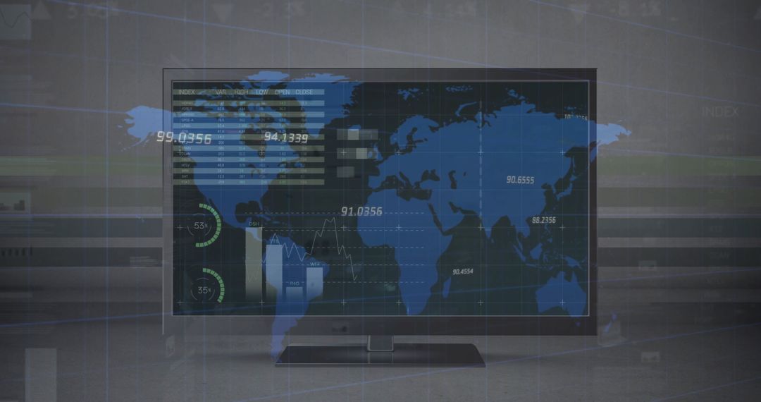 Global Financial Data Interface on Digital Screen