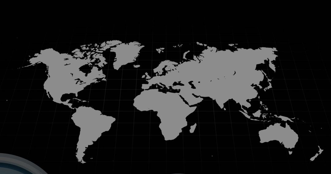 World Map with Digital Media Icons on Dark Background