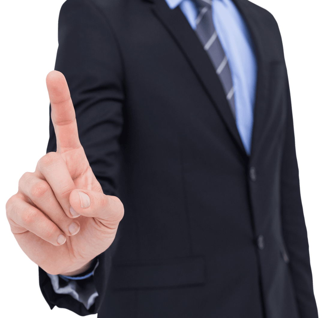 Businessman Mid Section Pointing Up Transparent Creative Gesture