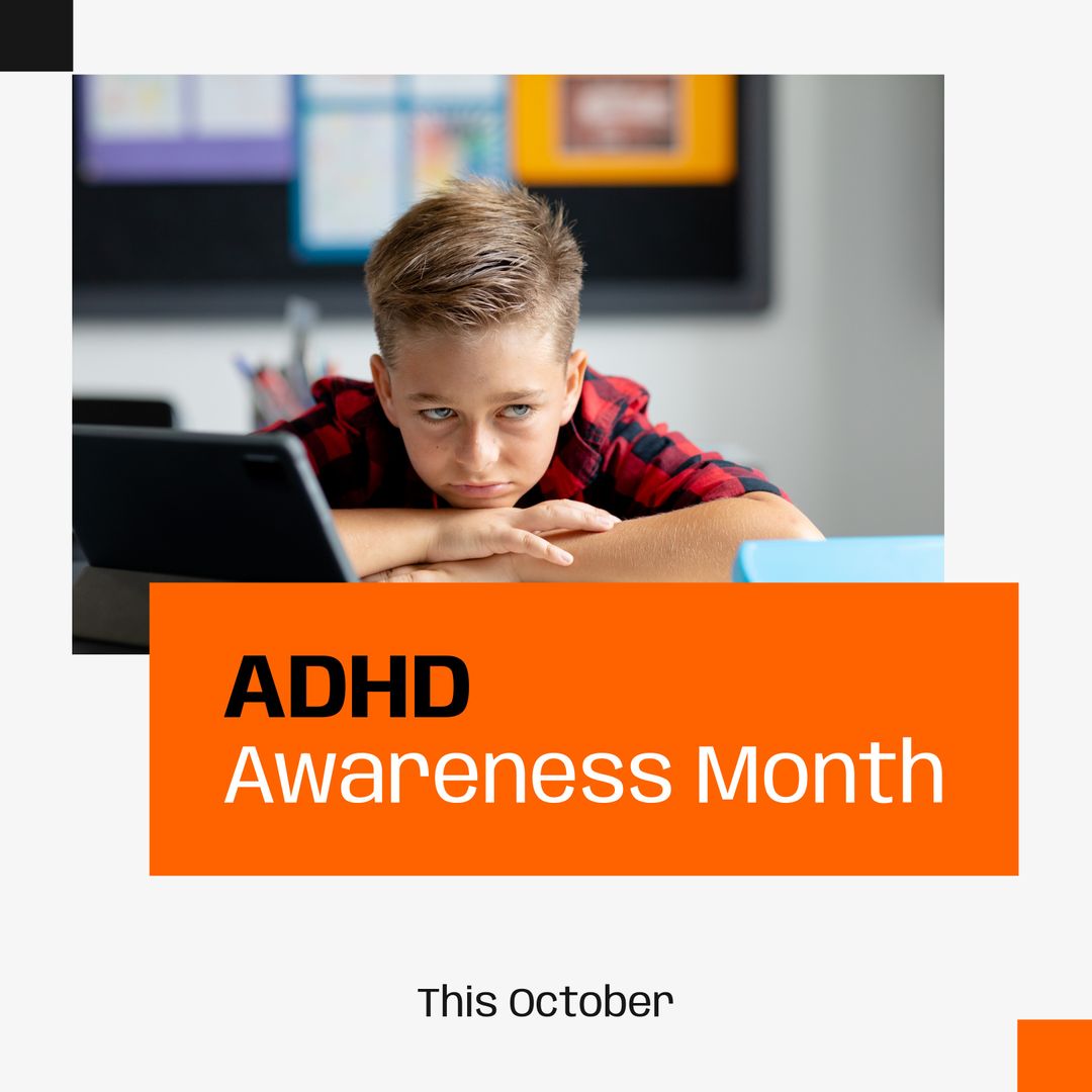 ADHD Awareness Month Campaign with Thoughtful Caucasian Boy in Classroom