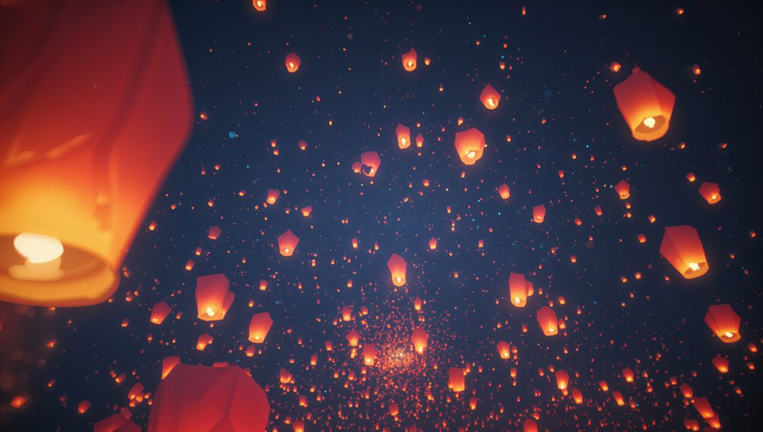Ethereal Sky Lanterns Brightening Night