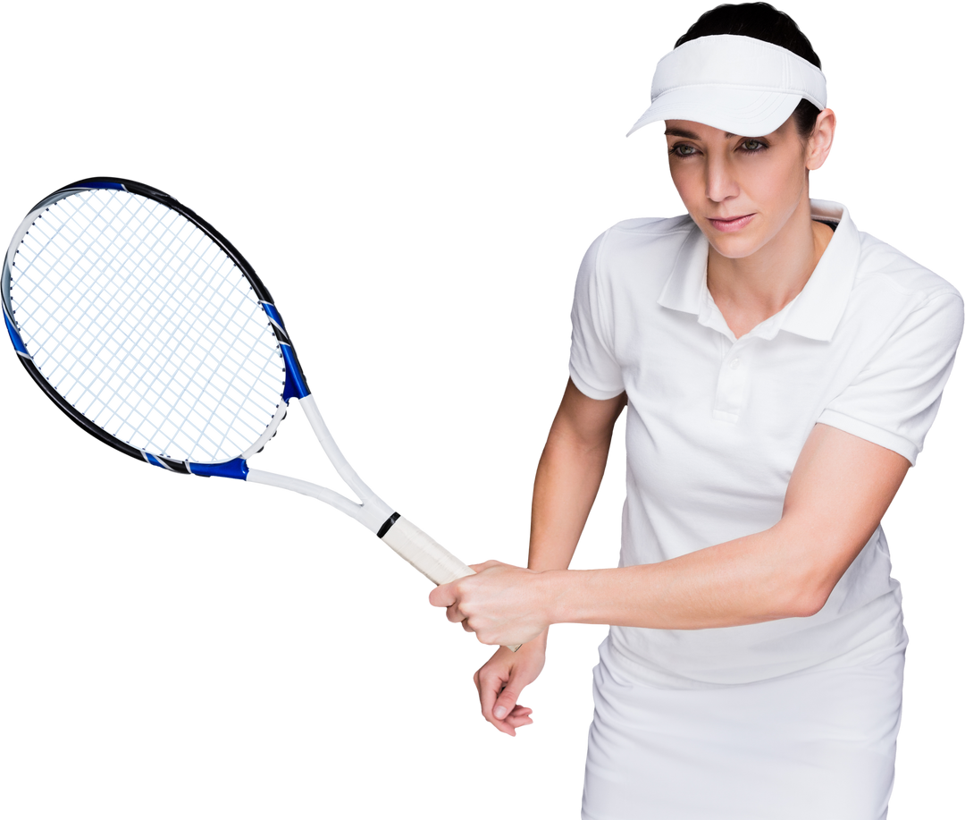 Female Tennis Player in Action Swinging Racket on Transparent Background - Download Free Stock Images Pikwizard.com