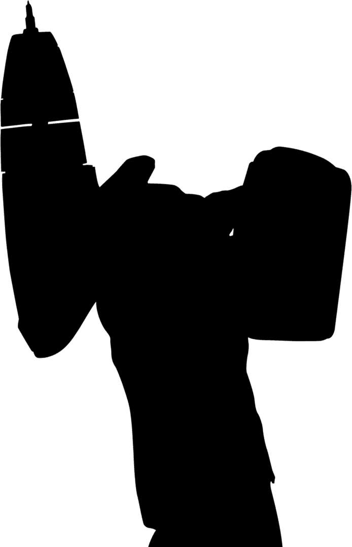 Digital Silhouette of Hand with Screw Gun on Transparent Background