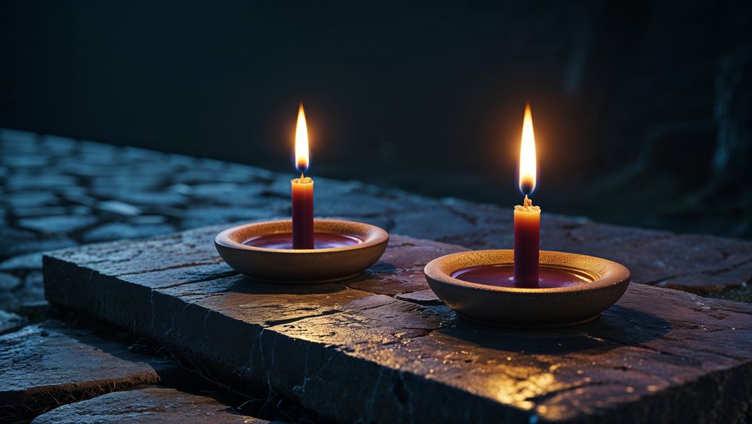 Warm Candlelight on Cobblestone with Rustic Charm