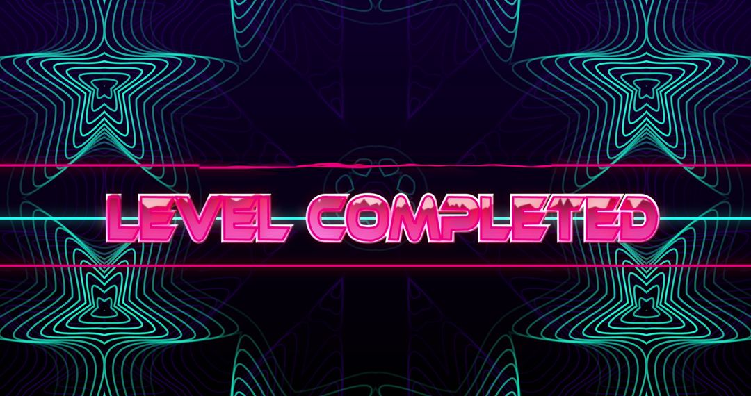 Retro Futurist Level Complete Neon Gaming Overlay