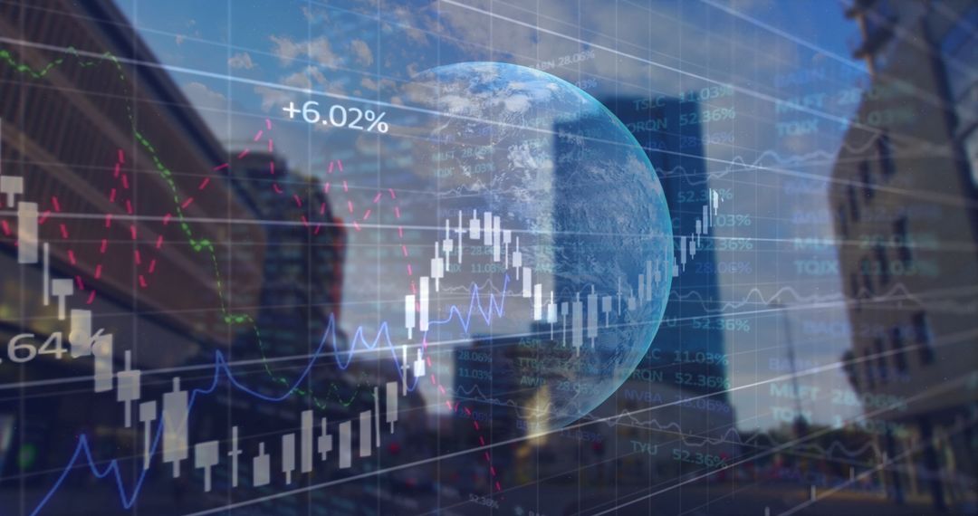 Digital Data Processing with Futuristic Global Business Theme