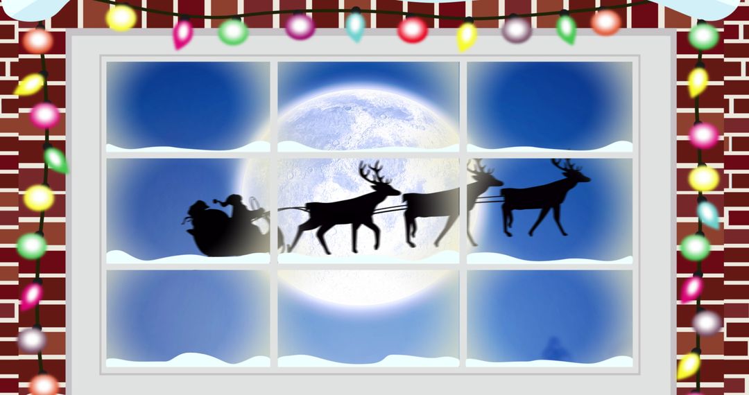 Silhouette of Santa Claus Flying in Front of Full Moon - Free Images, Stock Photos and Pictures on Pikwizard.com