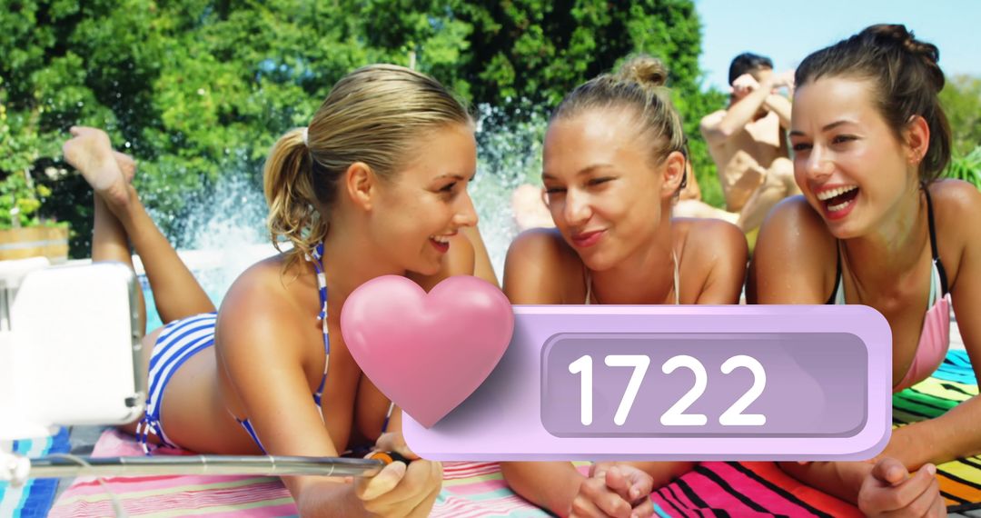 Friends Enjoying Sunny Beach Day Taking Selfies