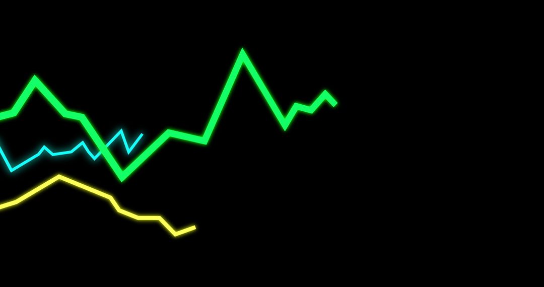 Colorful Data Graph Lines on Black Background