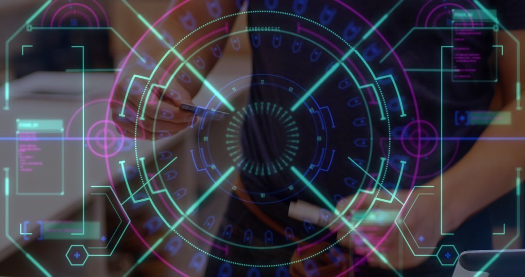 Digital Finance Interface and Hands in Transaction