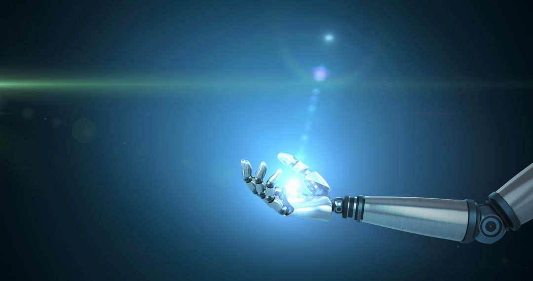 Futuristic Robotic Hand Reaching Towards Source of Light