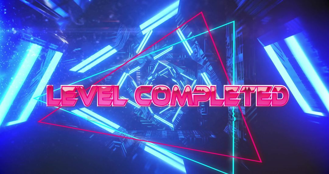 Bright Neon Level Completed Game Interface Background