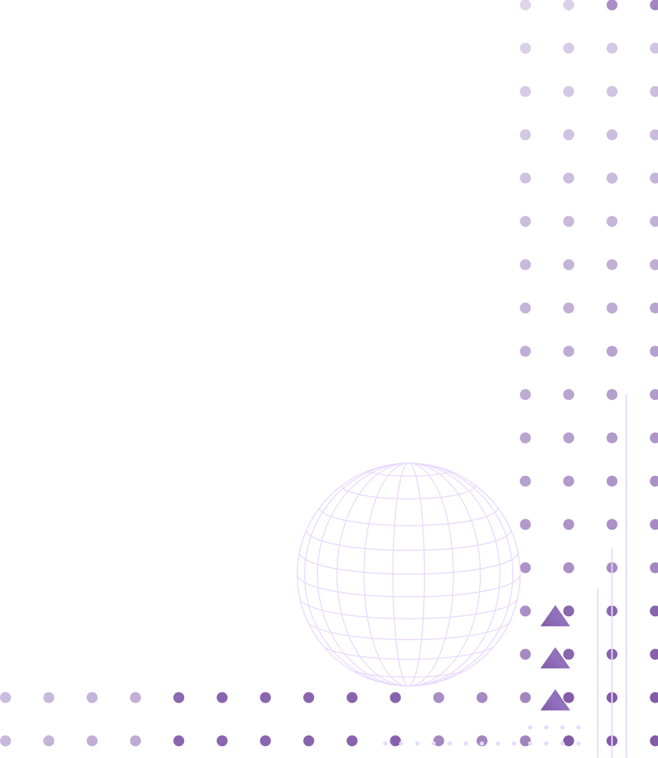 Purple Wireframe Sphere with Geometric Shapes on Transparent Background