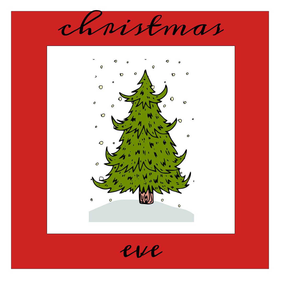 Festive Christmas Eve Design with Tree Illustration