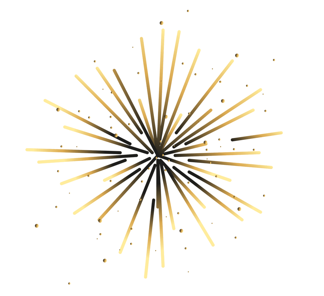Golden Abstract Linear Burst on Transparent Background