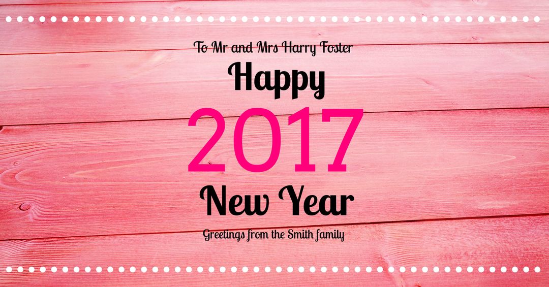 Bright Pink Wood New Year Greeting Card Design