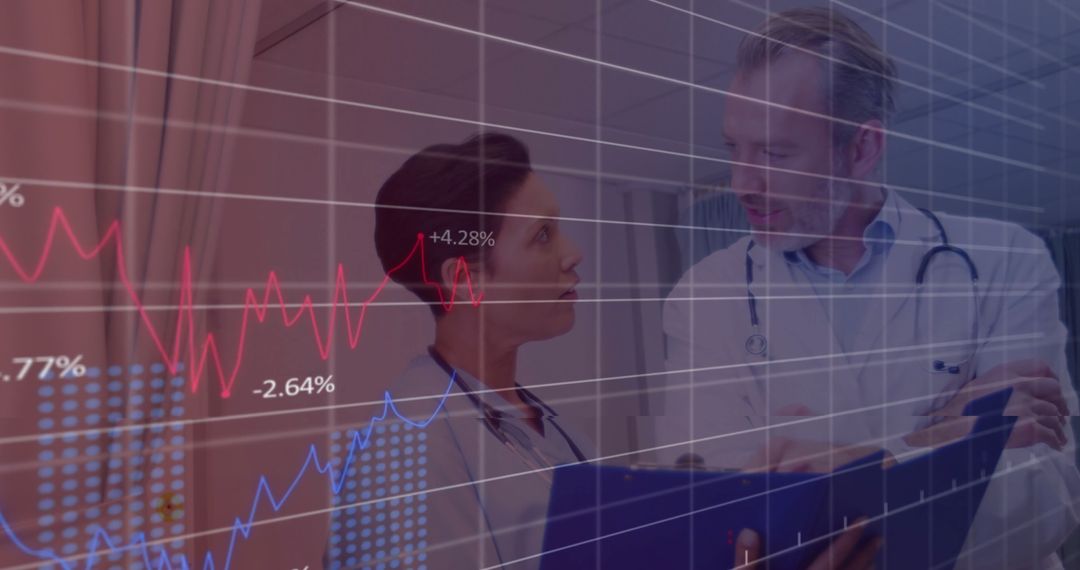 Doctors Analyzing Financial Trends and Discussing Healthcare Strategy