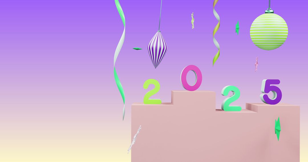 Festive New Year's Eve Scene with 2025 Numbers and Decorations