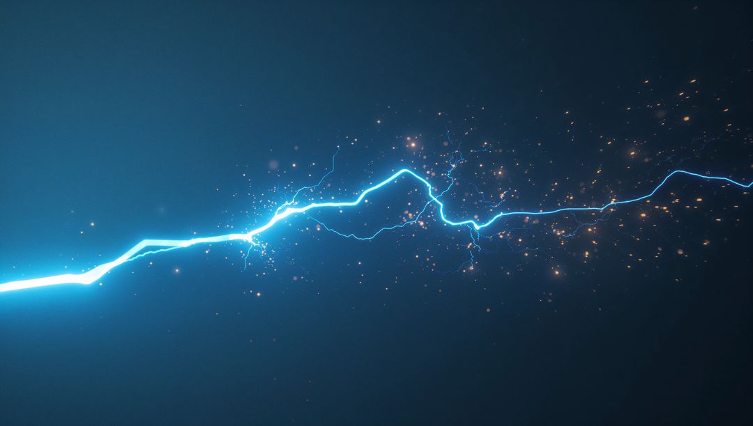 Electric Blue Energy Beam with Dynamic Sparks and Particles