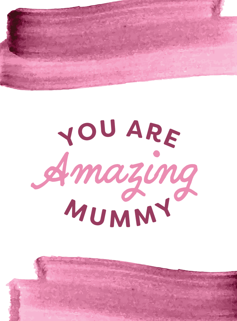 Inspirational Mom Quote with Purple Brush Strokes on Transparent Background