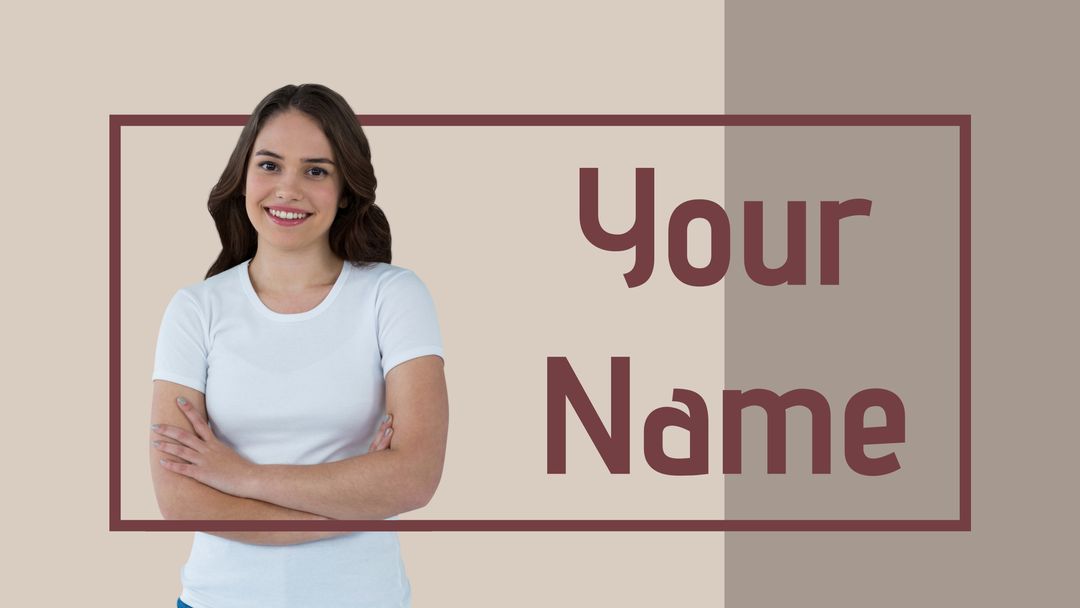 Confident Woman with Customizable Name Placeholder