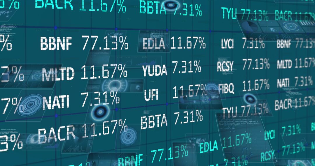 Digital Interface and Data Visualization on Blue Background