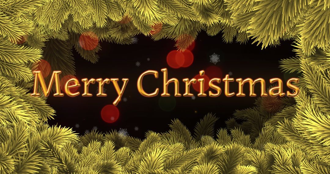 Festive Merry Christmas Greeting with Pine Branch Frame