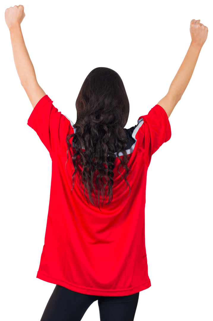 Passionate Football Fan in Red Jersey Cheering Transparent