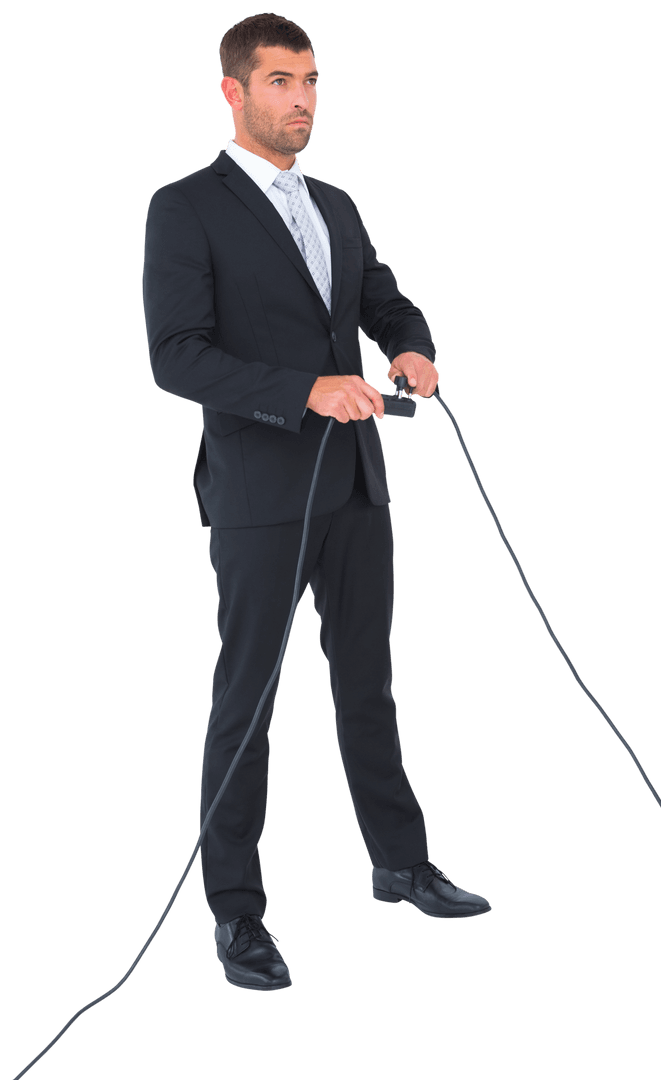 Transparent Businessman Plugging In A Cord For Connectivity