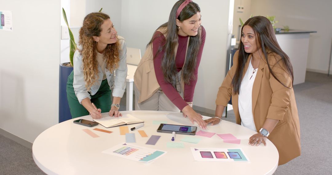 Diverse Team Collaboration on Creative Color Design in Modern Office