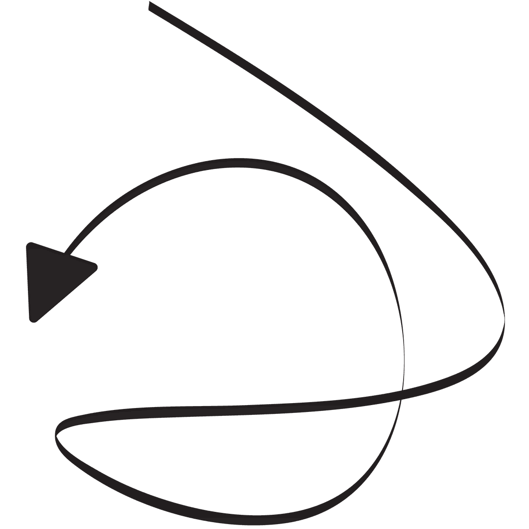 Elegant Black Curved Arrow on Transparent Background Design