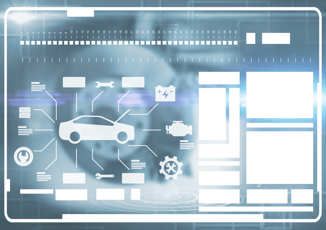 Transparent Digital Interface with Automotive Elements Illustration