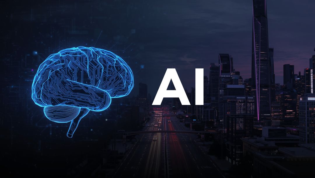 Futuristic Cyberpunk Cityscape with AI Technology Theme