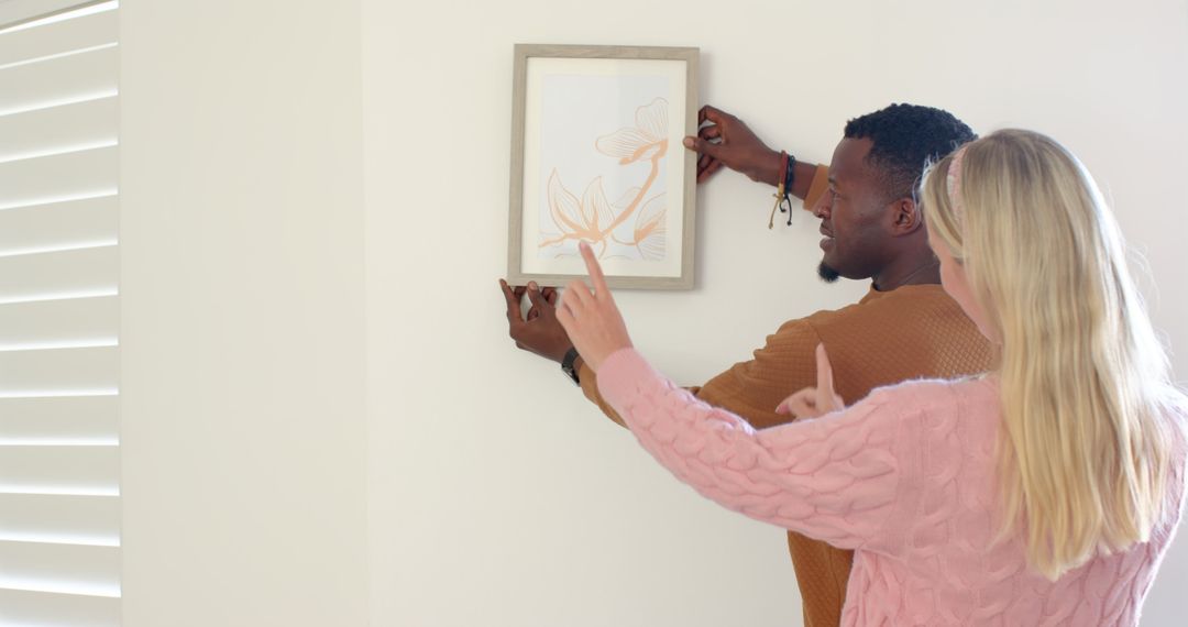 Couple Aligning Botanical Print for Home Decoration Above Sofa