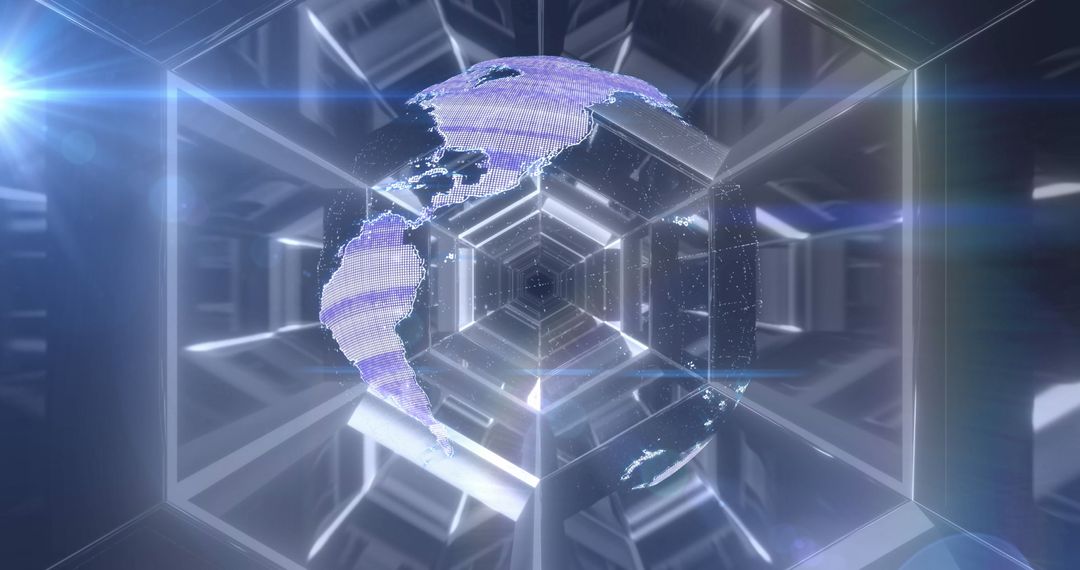 Futuristic Digital Network Globe Highlighting Global Connections