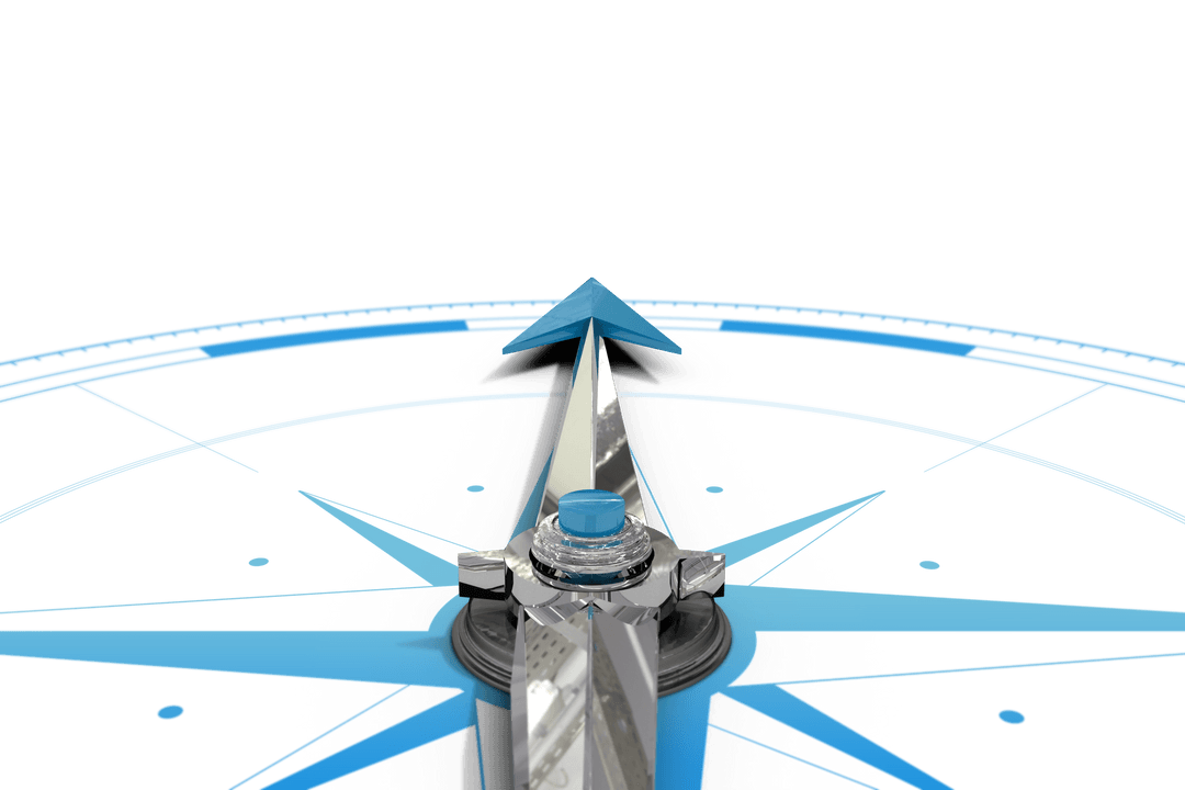 Blue Compass Motivational Guide on Transparent Background